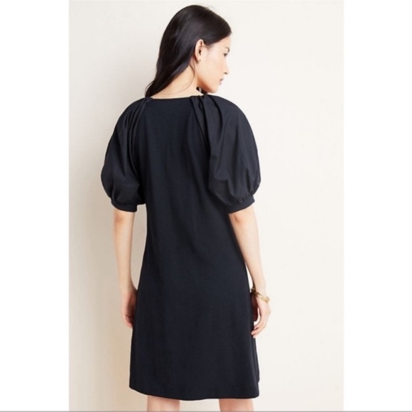 ❤️ Anthropologie x Maeve ‘Annika’ Black Puff Sleeve Sheath Dress - Picture 3 of 12